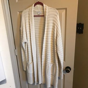 Ava and Viv long cream cardigan with pockets